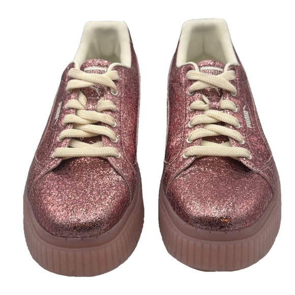 Puma Womens Dinara Shine Metallic Platform Sneakers Pink Sz 8 - Picture 2 of 11